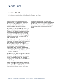 Gleiss Lutz ber&auml;t LichtBlick-Aktion&auml;re beim Einstieg von Eneco