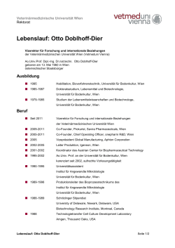 Lebenslauf: Otto Doblhoff-Dier - Veterinärmedizinische Universität