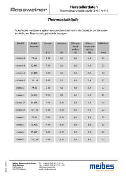 Herstellerdaten Thermostatk&ouml;pfe