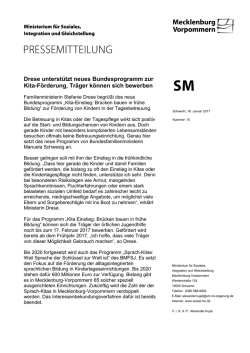 Drese unterst&uuml;tzt neues Bundesprogramm zur Kita