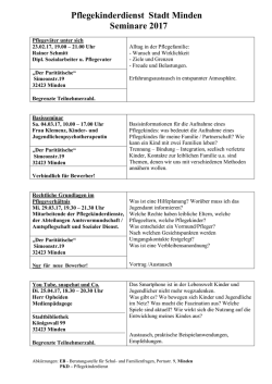 j&auml;hrlicher Seminarplan
