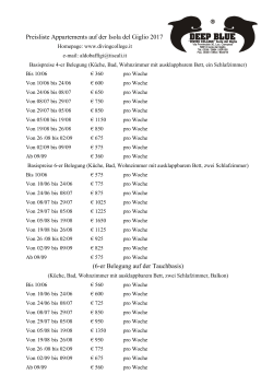 Preisliste Appartements auf der Isola del Giglio 2017 (6