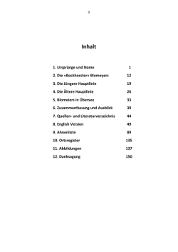 Inhalt - Familiengeschichte Blomeier / Blomeyer