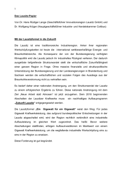 Das Lausitz-Papier Von Dr. Hans Rüdiger Lange (Geschäftsführer