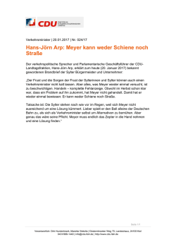 Hans-J&ouml;rn Arp: Meyer kann weder Schiene noch Stra&szlig;e