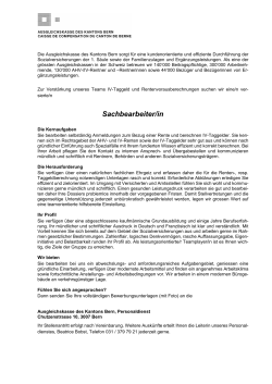 Sachbearbeiter/in - Ausgleichskasse des Kantons Bern