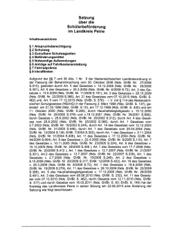 Satzung &uuml;ber die Sch&uuml;lerbef&ouml;rderung im Landkreis Peine