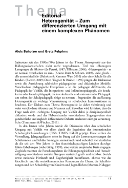 Editorial Heterogenit&auml;t &ndash; Zum differenzierten Umgang mit einem