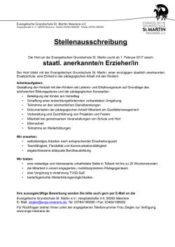 Stellenausschreibung - Evangelische Grundschule St. Martin eV