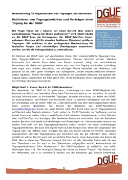 Handreichung f&uuml;r Organisatoren von Tagungen und Sektionen
