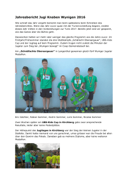 Jahresr&uuml;ckblick 2016 Jugi Knaben
