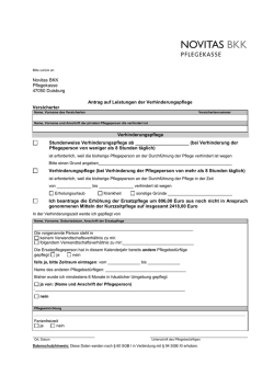 Antrag auf Verhinderungspflege Novitas BKK