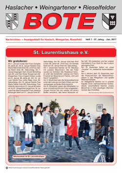 Haslacher Bote, Heft 1 - Gartenstadt Freiburg: Start