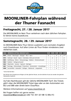 MOONLINER-Fahrplan während der Thuner Fasnacht Freitagnacht