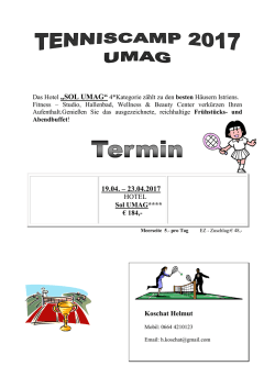 HOTEL Sol UMAG**** &euro; 184,- Koschat Helmut - Tennis