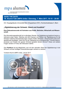 „Digitalisierung der Schweiz: Stand und Ausblick - MPA