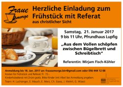 Herzliche Einladung zum Fr&uuml;hst&uuml;ck mit Referat