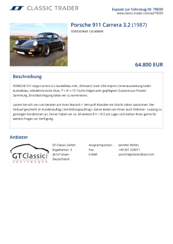 Porsche 911 Carrera 3.2 (1987) 64.800 EUR