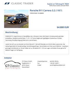 Porsche 911 Carrera 3.2 (1987) 64.800 EUR