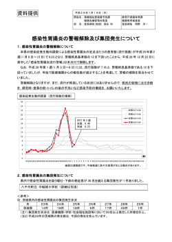 資料提供 感染性胃腸炎の警報解除及び集団発生について
