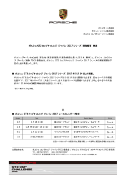 ポルシェ GT3 カップチャレンジ ジャパン 2017 シリーズ 開催概要 発表 記
