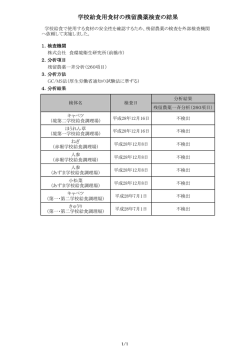 学校給食用食材の残留農薬検査の結果