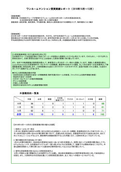 ワンルームマンション賃貸実績レポート（2016年10月～12月）