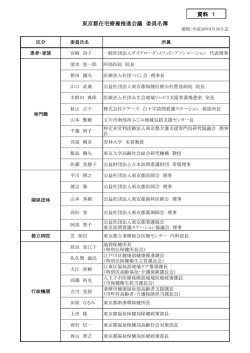 東京都在宅療養推進会議 委員名簿 資料 1