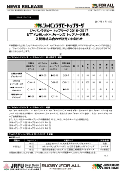 ジャパンラグビー トップリーグ 2016-2017 NTT ドコモレッドハリケーンズ