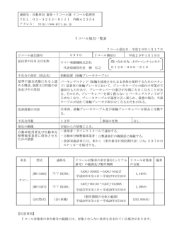リコール届出一覧表