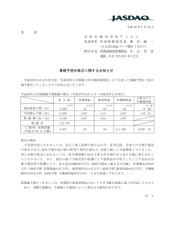 業績予想の修正に関するお知らせ