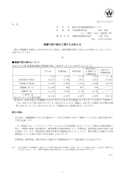 業績予想の修正に関するお知らせ