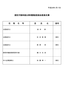 委 員 名 備考 役 職 名 等 委託手数料届出事項調査委員会委員名簿