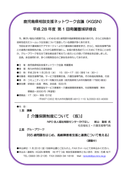 鹿児島県相談支援ネットワーク会議（KGSN） 平成 28 年度 第 1 回南薩