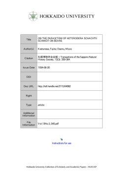 Instructions for use Title ON THE PARASITISM OF