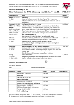 Herzliche Einladung zu den Winterferienspielen des CVJM Schn