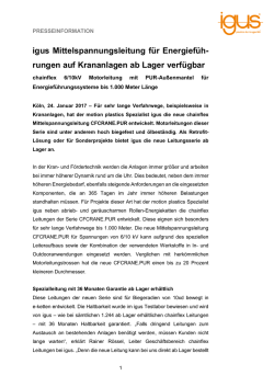 igus Mittelspannungsleitung f&uuml;r Energief&uuml;h- rungen