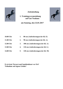 Zeiteinteilung 1. Trainingsturnier - 22.01.2017
