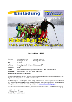 Ausschreibung Kinderskikurs - und Sportverein Ottensheim