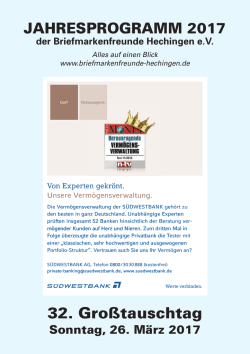 32. Gro&szlig;tauschtag - Briefmarkenfreunde Hechingen
