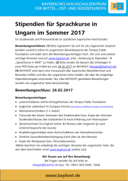 Stipendien für Sprachkurse in Ungarn im Sommer 2017