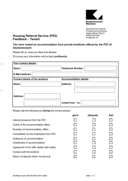 Housing Referral Service (PZV) Feedback &ndash; Tenant