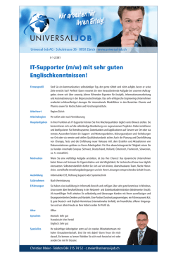 IT-Supporter (m/w) mit sehr guten Englischkenntnissen!
