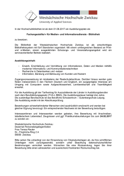 In der Hochschulbibliothek ist ab dem 01.08.2017 ein