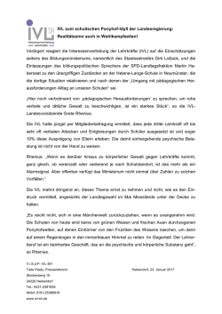 IVL zum schulischen Ponyhof-Idyll der Landesregierung