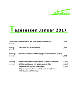 Tagesessen Januar 2017