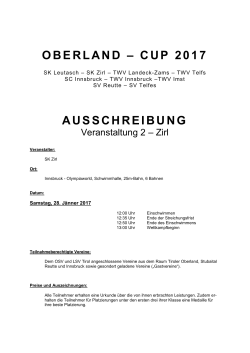 OBERLAND – CUP 2017 AUSSCHREIBUNG