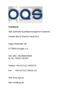 Impressum OQS Optimale Qualit&auml;tsmanagement Systeme Inhaber