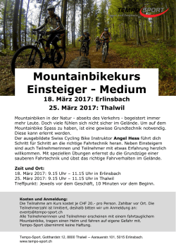 Flyer Mountainbikekurs März 17 - Tempo