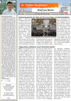 Dr. Stefan Kaufmann Brief aus Berlin